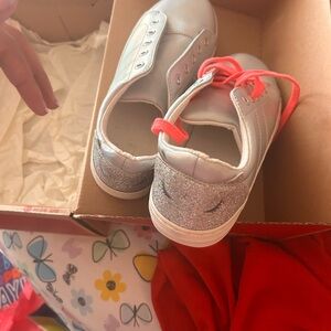 The Children's Place Silver Sneakers with Pink Accents
